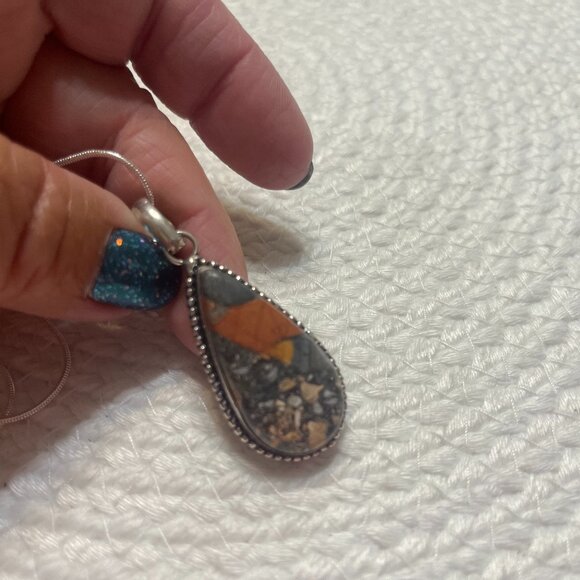 Natural MALIGANO JASPER Handmade Sterling 925 Pendant/Chain #555D - Picture 1 of 3